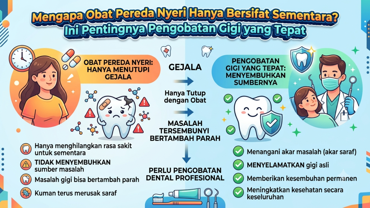 Mengapa Obat Pereda Nyeri Hanya Bersifat Sementara? Ini Pentingnya Pengobatan Gigi yang Tepat